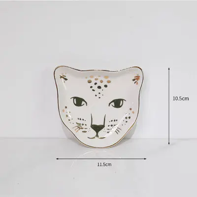 leopard plate Маленькая ручная керамическая тарелка с фламинго, КАКТУСОМ, ананасом, тарелкой, декоративное украшение, брелок, тарелка, ожерелье для хранения, туалетный столик, лоток - Цвет: leopard plate