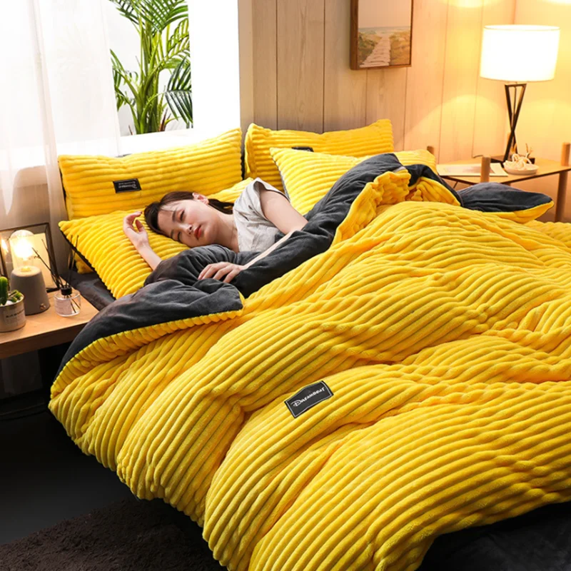 

Winter Flannel Quilt Cover Warm Thickening Quilt Cover Coral Fleece Quilt Cover