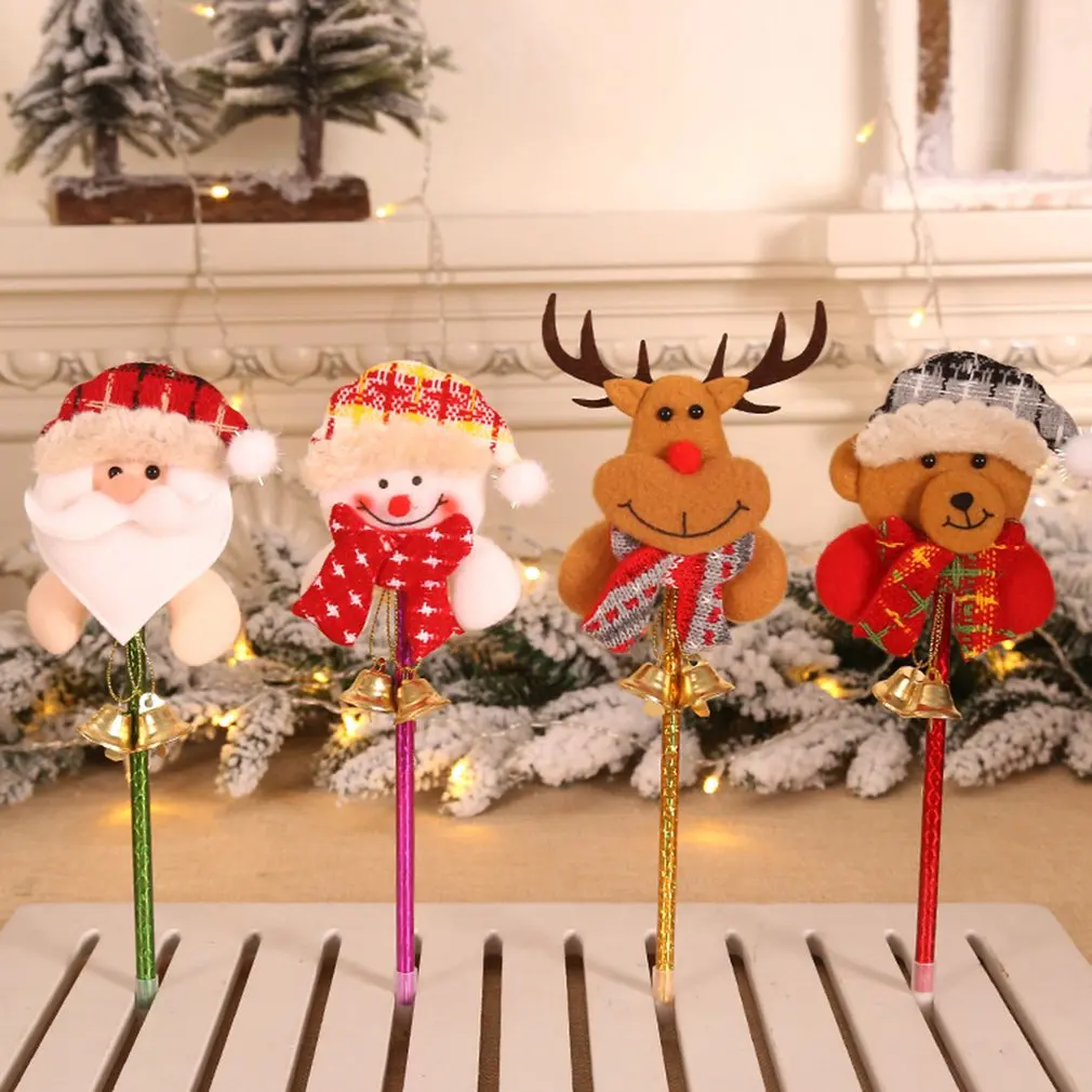 

Christmas Decorations Bells Pen Santa Claus Snowman Deer Bear Creative Bell Pen Christmas Gift Bell Pen