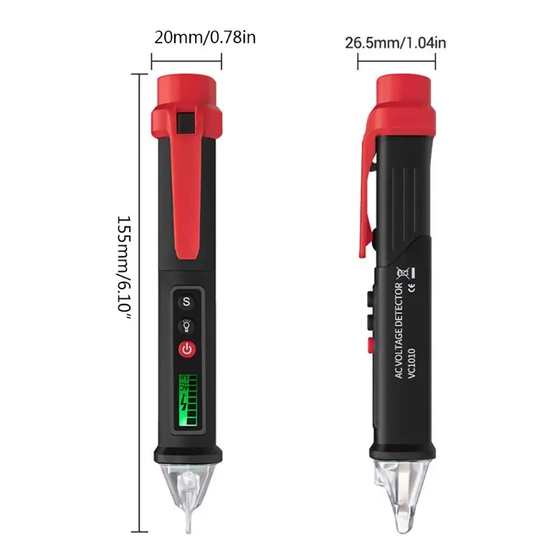 

Digital Voltage Detector 12-1000V AC/DC Non-Contact Electric Test Pencil VC1010 D0AC