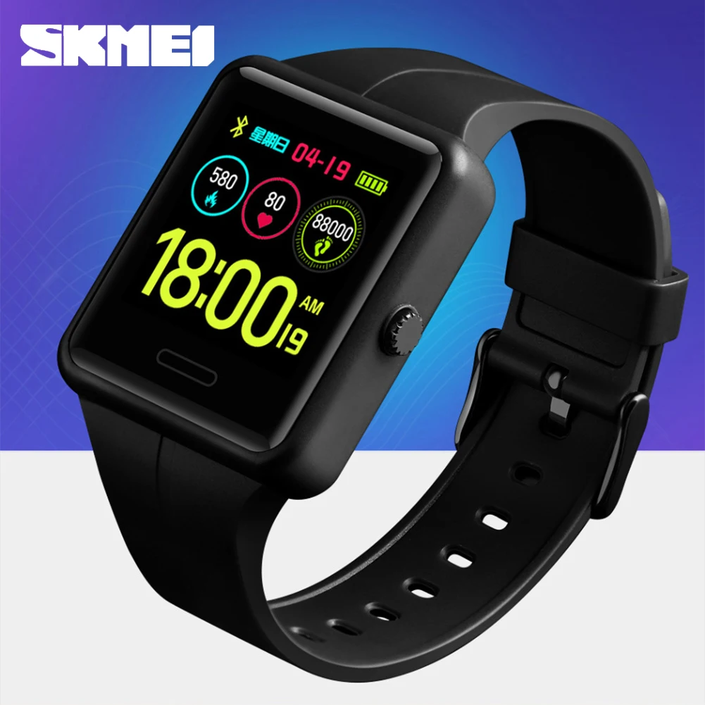 

SKMEI 1525 New Color Display Smart Watch Men Bluetooth Heart Rate Blood Pressure Pedometer LED Sport Watch For Android IOS
