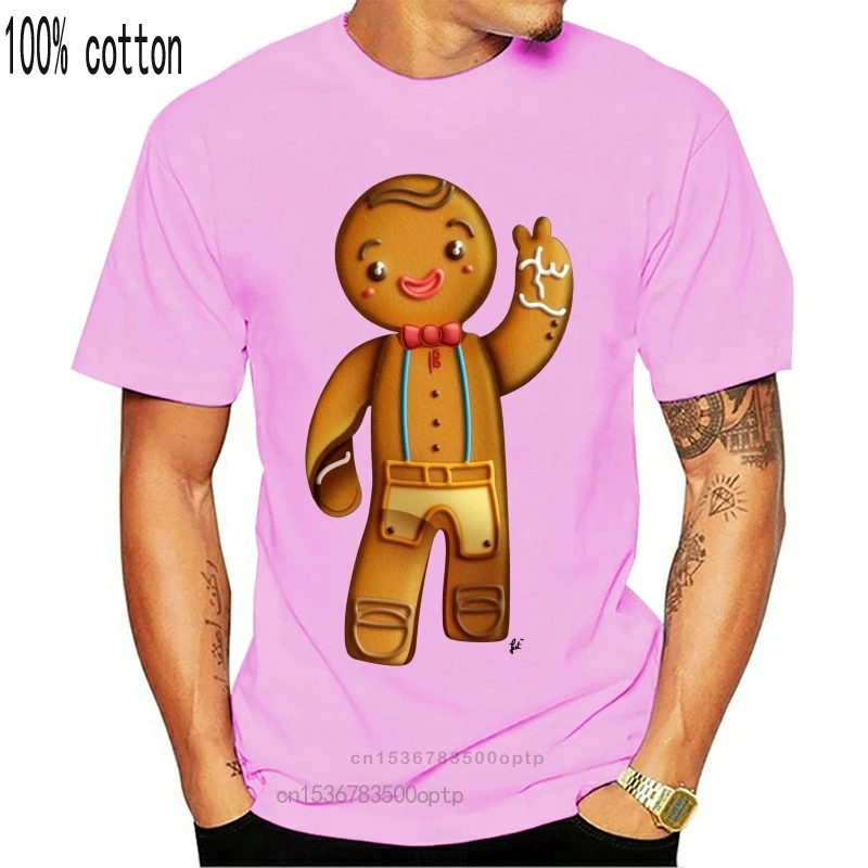 

Новая счастливая Мужская футболка с имбирным человеком, улыбающейся и волнистой рубашкой, футболка большого роста