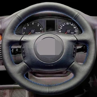 diy black genuine leather non slip car accessories steering wheel cover for audi a6 c5 a2 8z avant a8 d2 s4 2003 2005