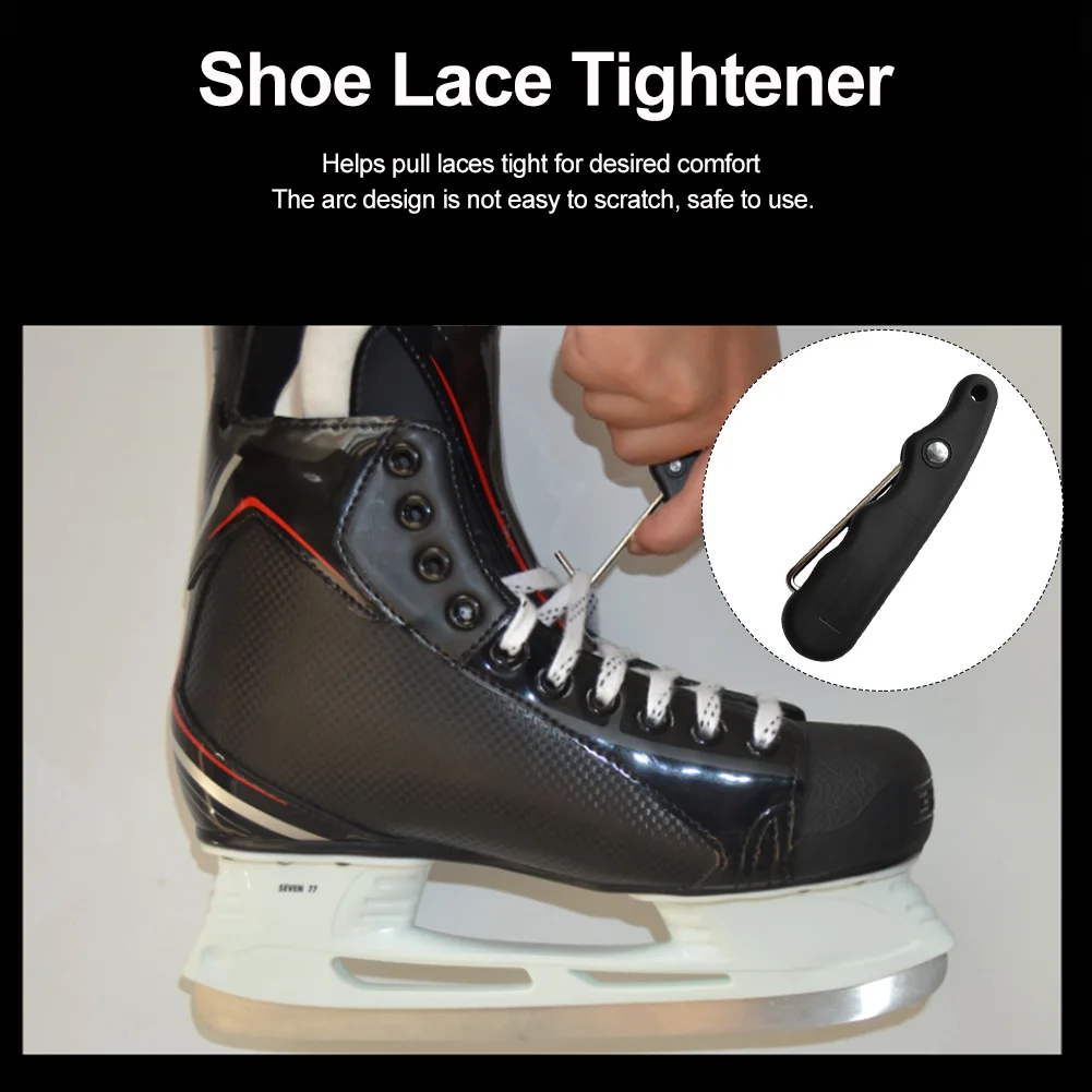 Skate Lace Tightener Black Durable For Figure Roller Ice Hockey With Extended Hook Handle Universal Puller Practical Portable | Спорт и