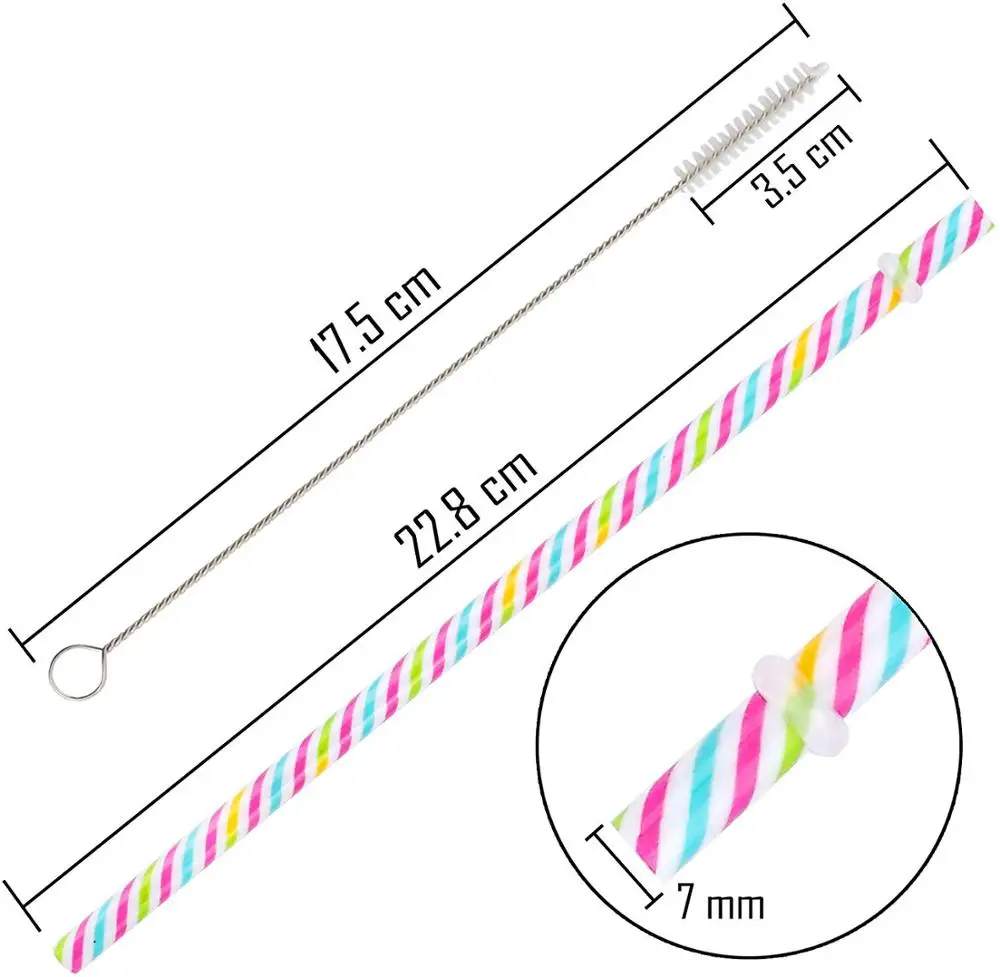 40 шт. многоразовые соломинки без бисфенола А 9 дюймов красочная печать твердая