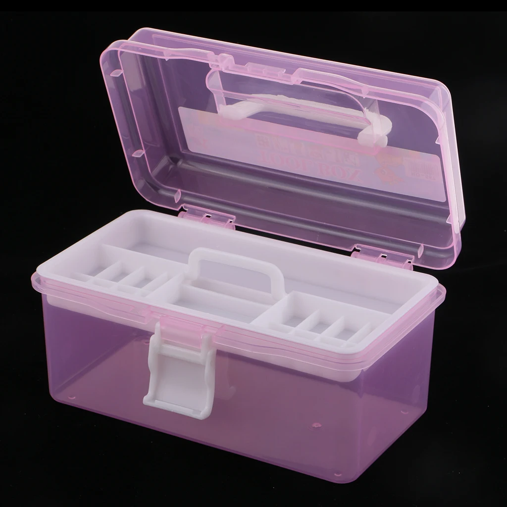 

Painting Tool Organizer Household Medicine Storage Box Case With Handle Pink