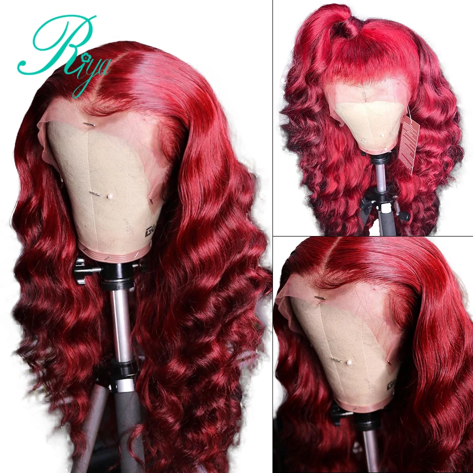 Парик из человеческих волос 13X4 150% Red Body Wave на сетке спереди предварительно