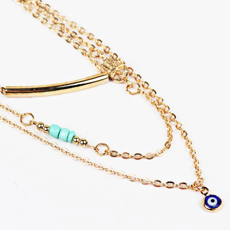 JINSE Модный женский золотой новый дизайн Бохо Хамса рука Фатимы счастливый глаз