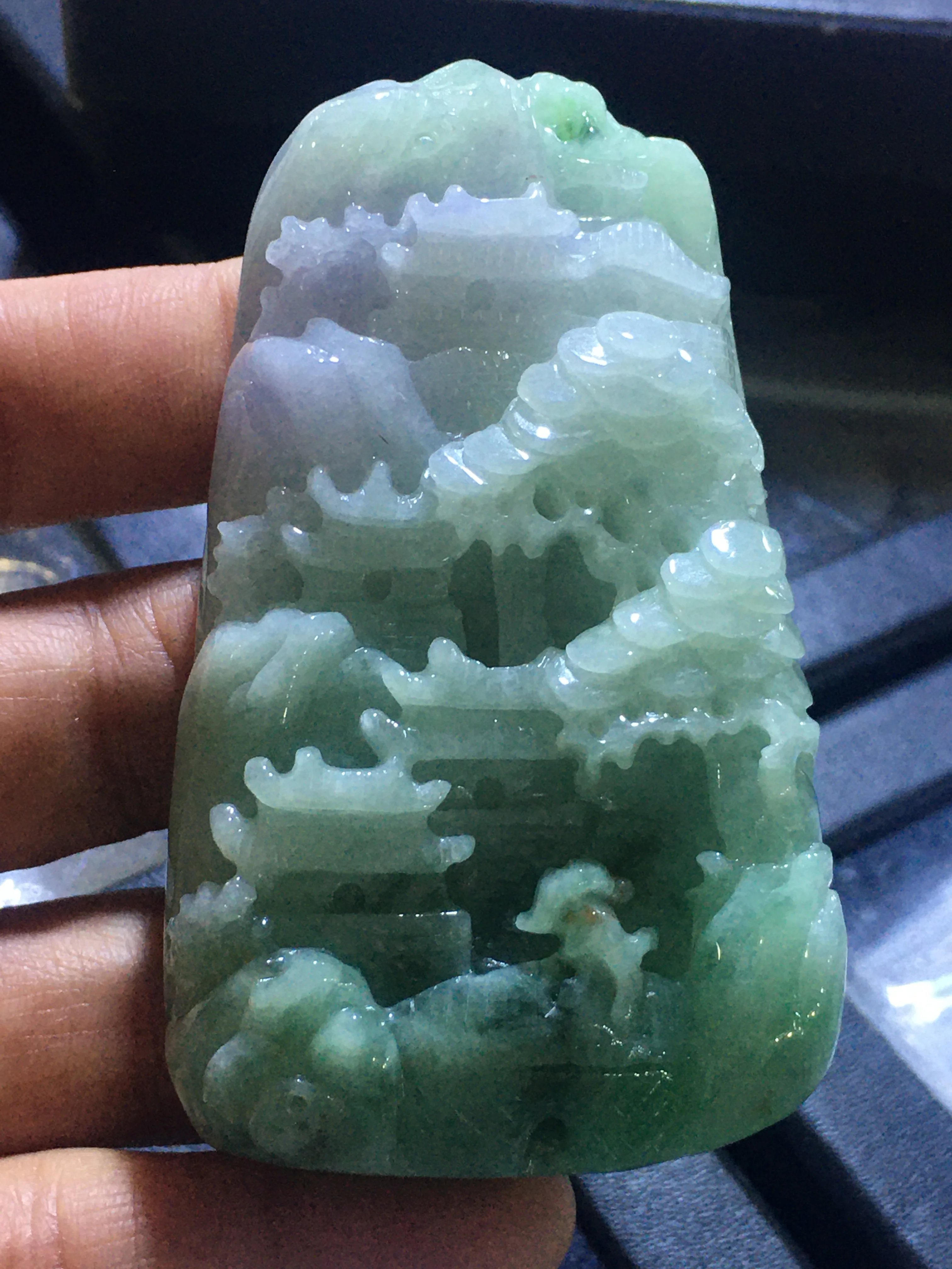 

Natural 7A Myanmar jade hollow Handcarved landscape jade green jade pendant jade necklace pendants jewelry jade necklaces
