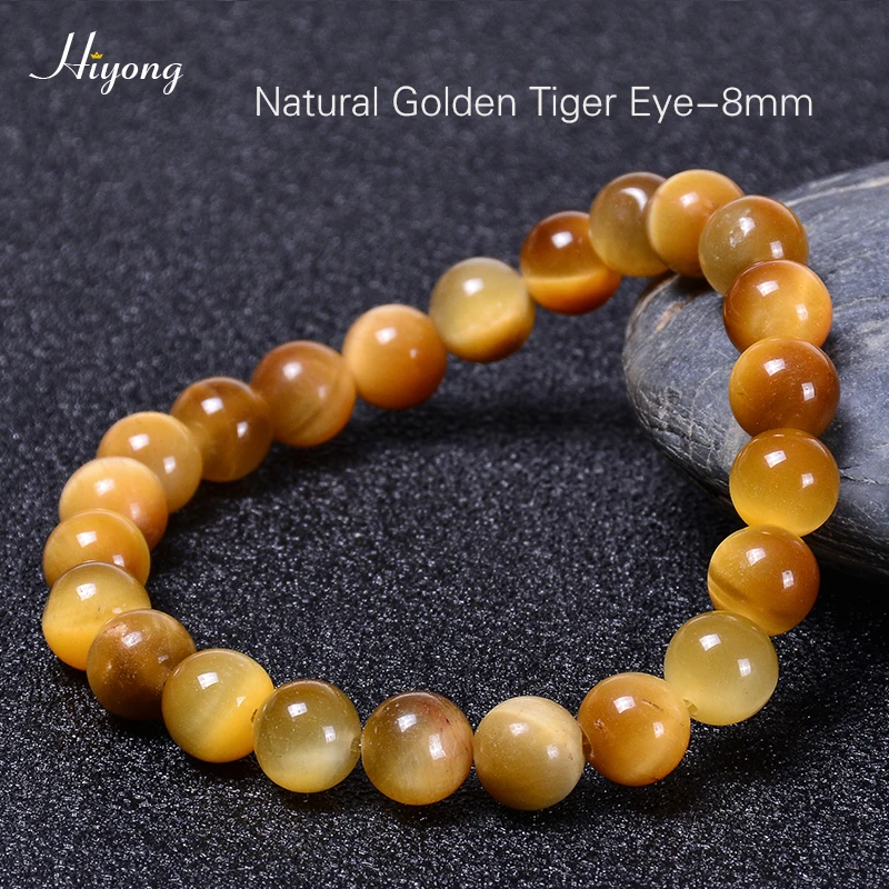 Tiger Eye Bracelet-8 Браслет Будды, золотой камень тигровый глаз, браслеты из натурального камня, круглые бусины, эластичность, веревка, браслет для мужчин и женщин, ювелирные изделия для йоги - Metal Color: Tiger Eye Bracelet-8