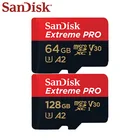 Карта памяти SanDisk Extreme Pro Micro SD, 128 ГБ, 64 ГБ, SDXC A2, V30, UHS-III, Transflash, TF-карта для 4K UHD камер, оригинал