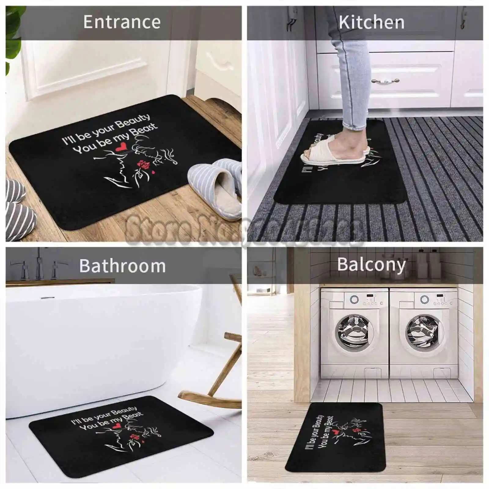 - Fun Beauty And Beast-Fun Bath Mat-Fun Husband Wife-Fun Boyfriend Girlfriend Anti-Slip Door Mats Bedroom Living Room | Дом и сад