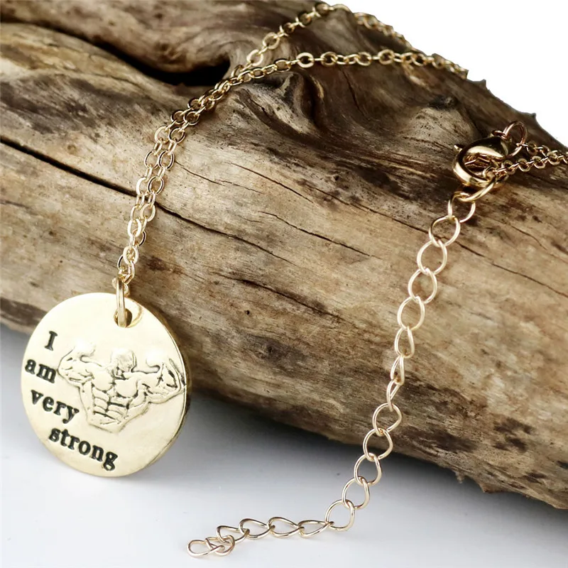 Кроссфит сообщение кулон ожерелье тренировки тренажерный зал я очень сильный