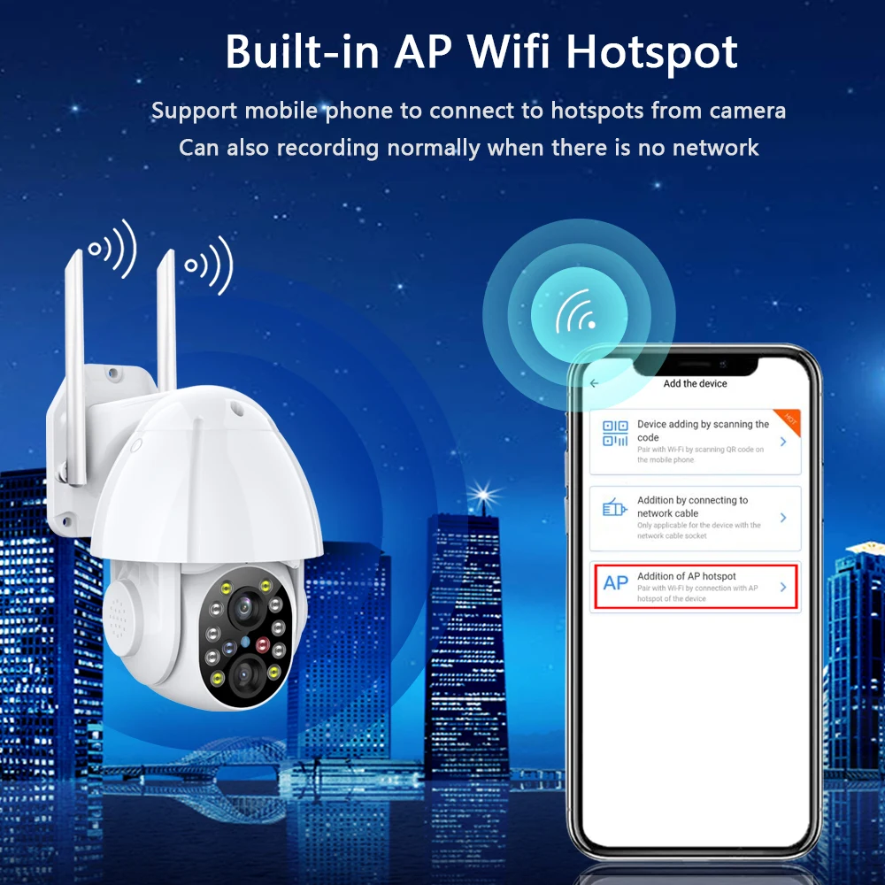 IP Камера Wi Fi на открытом воздухе PTZ 1080P камеры видеонаблюдения 4X зум Цвет ИК Ночное