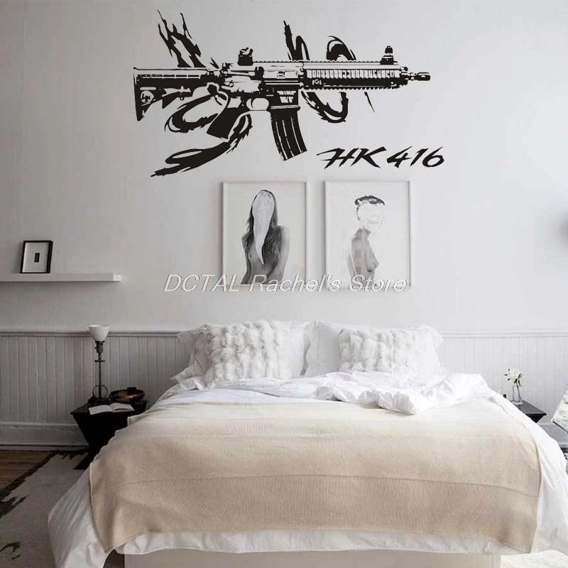 HK416 Настенная Наклейка Heckler & Koch Штурмовая винтовка немецкая армия виниловая наклейка фрески для украшения комнаты