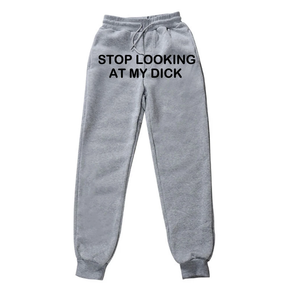 

sweatpants Letter Print Stop Looking At My Dick Joggers Women High Waist Black Trouser Hip Hop Funny Sweatpants Fast shipping