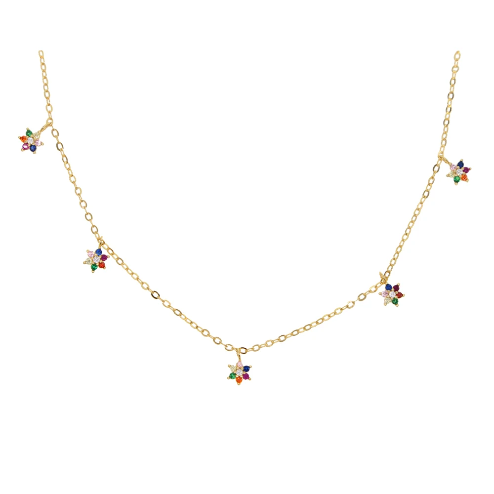 Женское Ожерелье чокер с радужными цветами и фианитами|Цепочки| |