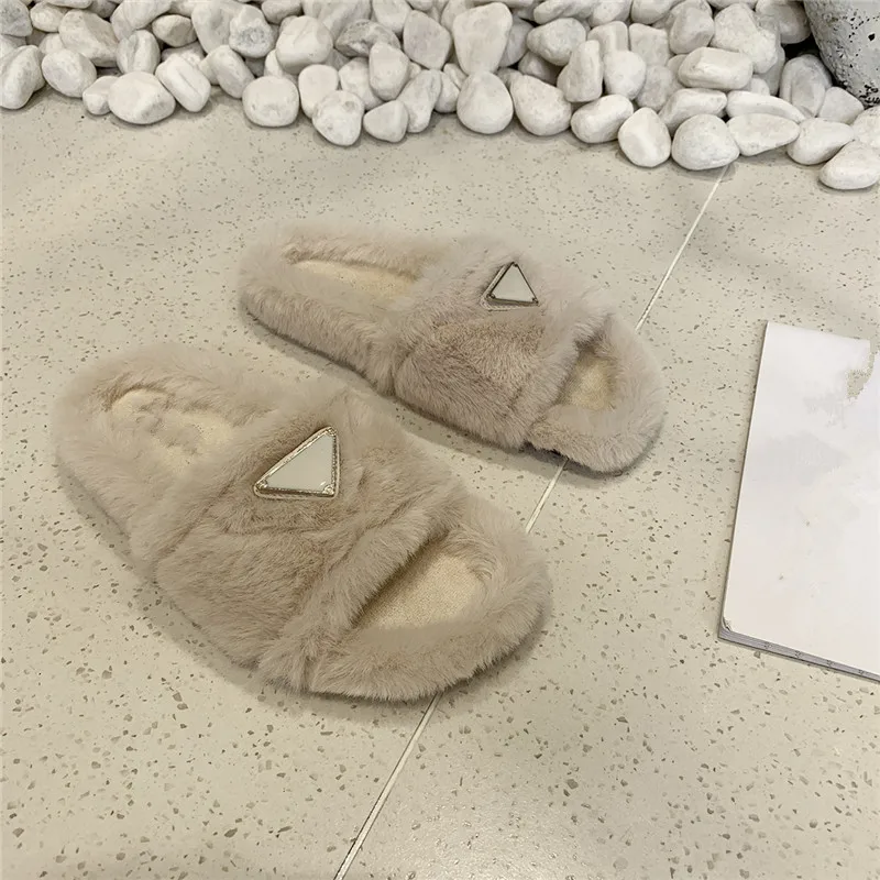 Luxury Design Winter Slippers Women Slip On Wool Shoes Ladies Mules Slides Casual Zapatos De Mujer Flip Flops Footwears Female | Обувь