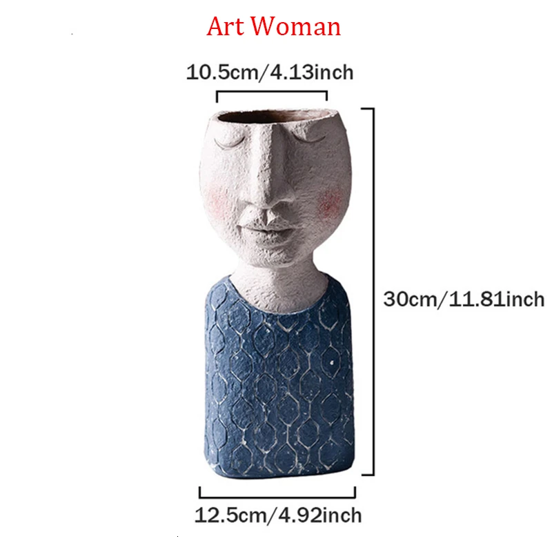 Art Woman Счастье семья статуя цветочный горшок сад портрет скульптура орнамент настольный декор смола Цветочная композиция контейнер - Цвет: Art Woman