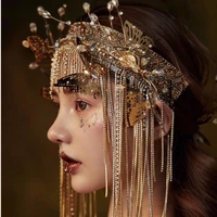 vintage en butterfly crown bridal hair vine crowns luxury tassel headband tiara wedding accessories party prom hair jewelry