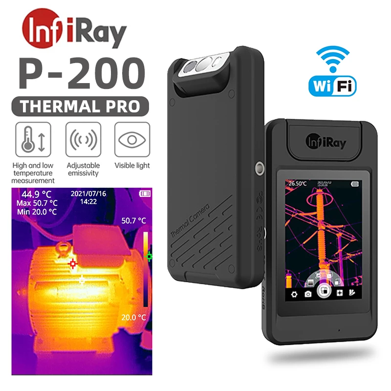 

InfiRay Thermal Camera P200 WiFi for Detect Water Pipe Floor Heating Circuits and Devices Detect Building Heating or HVAC