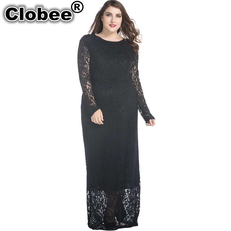 Women Vintage Lace Party Dress Plus Size large 7XL long Sleeve boho Floor Length Summer Maxi Long robe chemise | Женская одежда