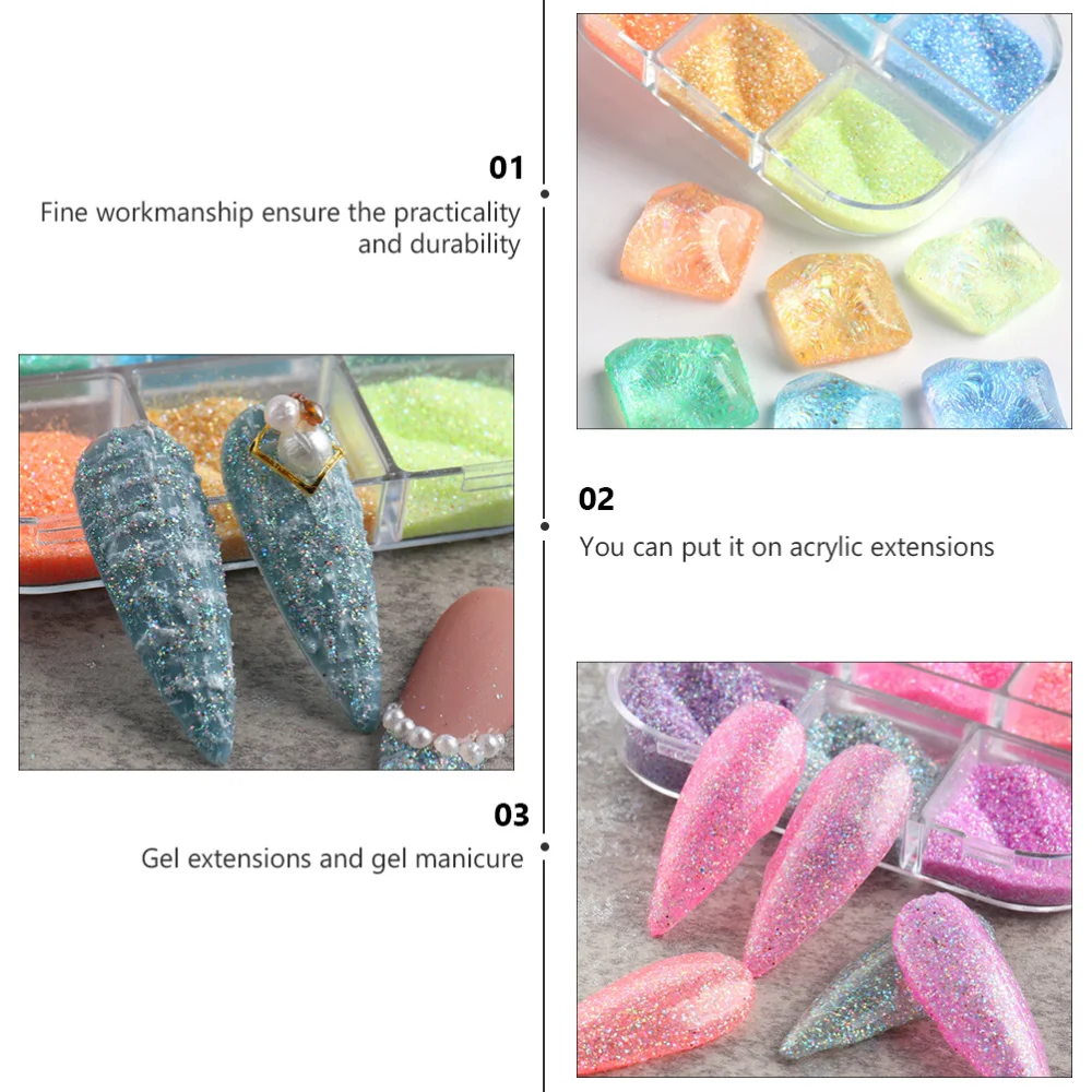 

3 Boxes Manicures Irregular Glitter Powder DIY Nail Art Shimmering Powder