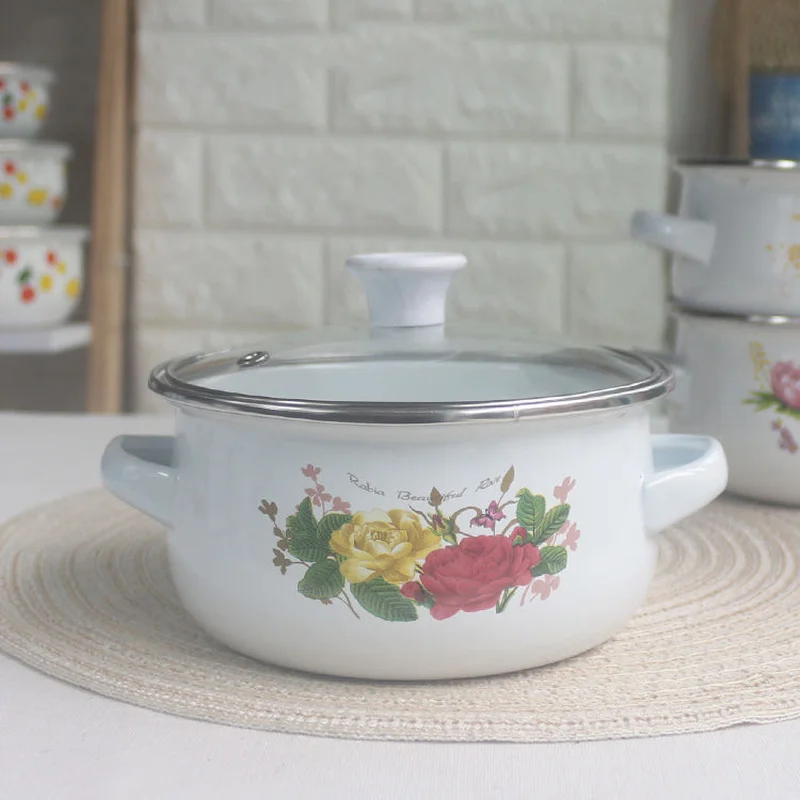 Горшок для супа эмалированный горшок маленький горячий миска свежей еды