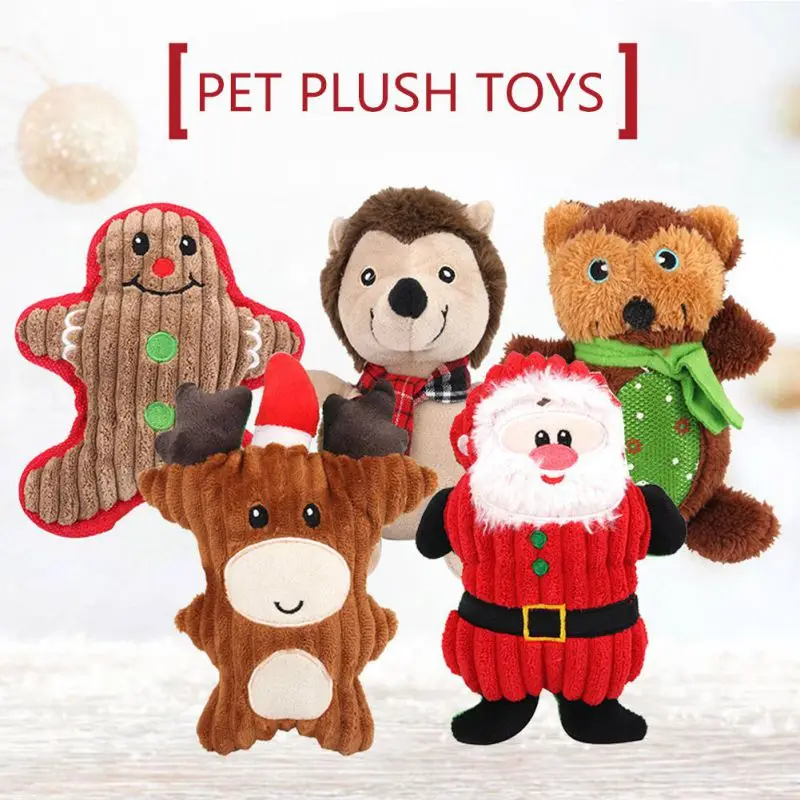 Новые рождественские плюшевые игрушки для домашних животных, собак чихуахуа, чихуахуа, щенков, пищалка, жевательная игрушка, товары для дом...