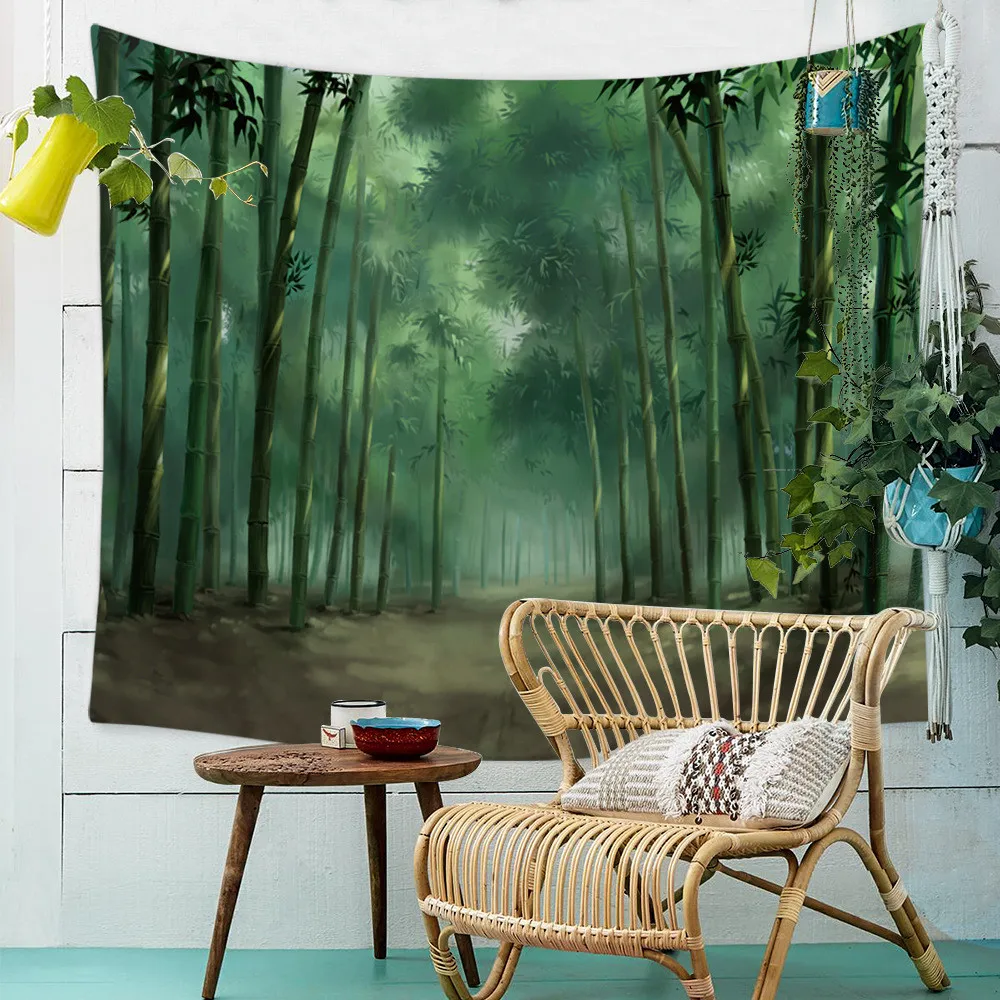 

Tapestry Forest Wall Hanging Living Room Boho Decoration Home Decor Tree Wall Tapestries Green Wall Carpet