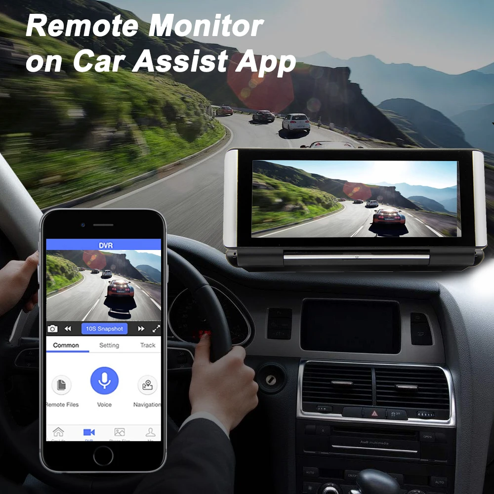 7-дюймовый автомобильный видеорегистратор 4G ADAS Android с GPS-навигацией FHD 1080P двойным