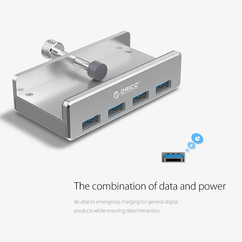 

4 порта USB 3,0 концентратор клип-Тип Портативное зарядное устройство концентратор станция для ноутбука
