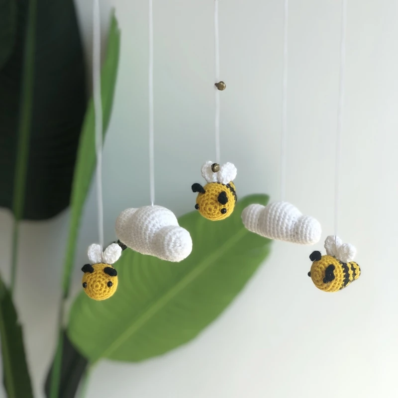 

Baby Rattles Crib Mobiles Toy Bed Bell Knitting Wool Bee Cloud Wind Chime Pendant Nordic Kids Room Nursery Decoration Gifts