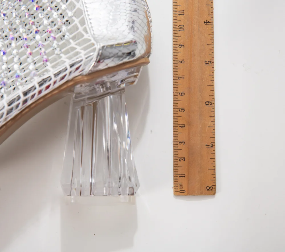 

Button top high heel sandals women's 2020 summer new fish mouth water drill mesh thin heel fashion women's shoes