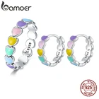 Женский ювелирный набор из серий радуги BAMOER, кольцо из стерлингового серебра 925 пробы с сердечком и серьги для подарка