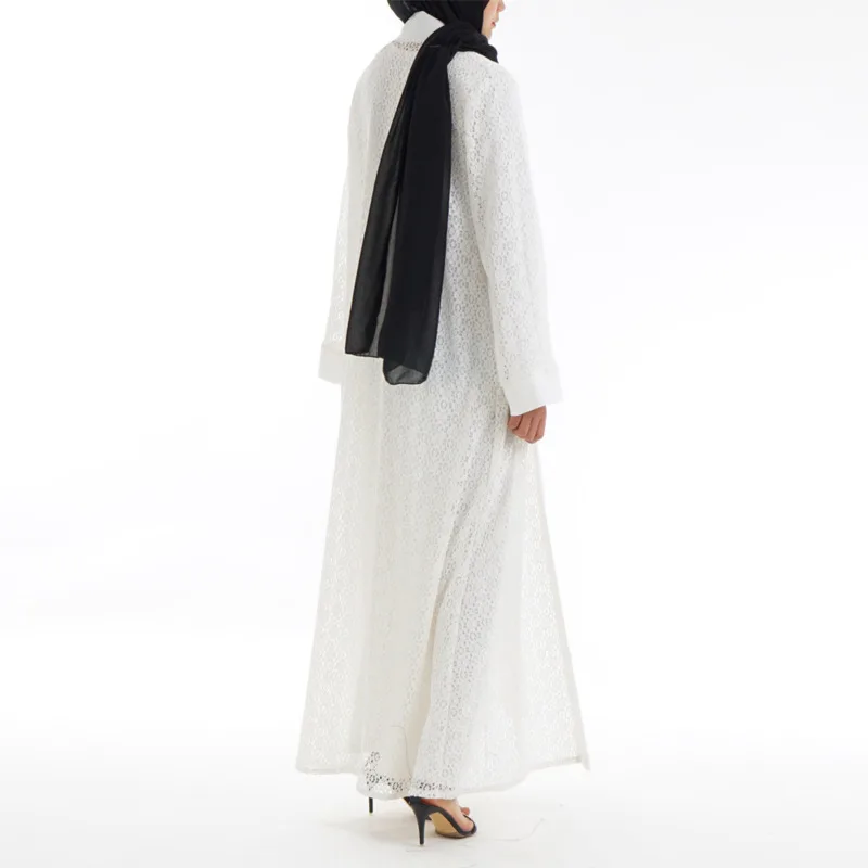 Белый кружевной кардиган мусульманские платья халат Femme abaya Musulmane Исламская