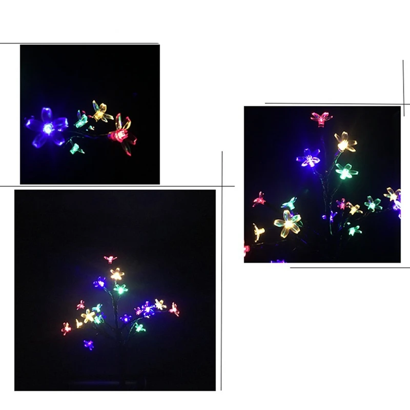 

2 Pcs Solar Lights Outdoor Decoration, Solar Garden Lights Multicolor Solar Fairy Lights, 20 Led Cherry Blossom Lanterns