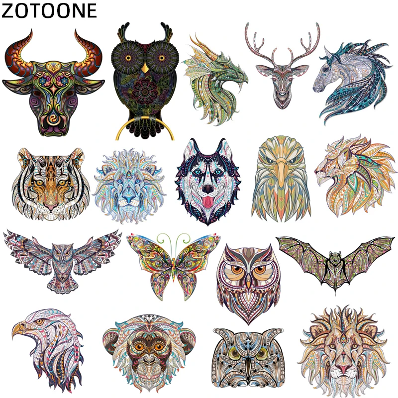 

ZOTOONE Watercolor Animal Patch Iron On Tiger Patches For Kids Clothes Diy Hat Applique Heat Transfer Vinly Appliqued WashableH