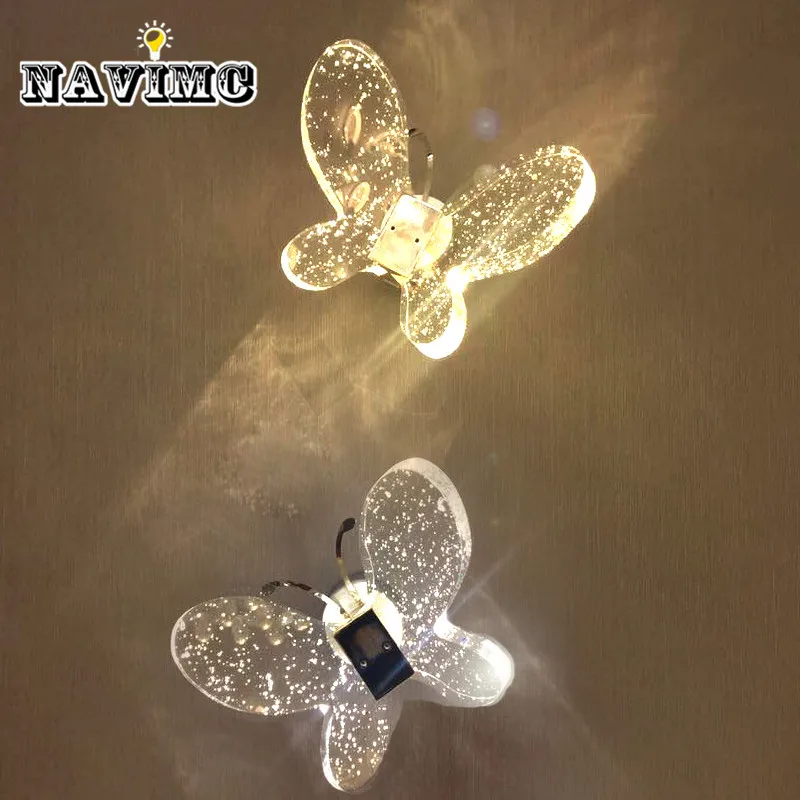 Bubble Crystal светодиодный настенный светильник в виде бабочки минималистичные Современные Настенные светильники для спальни прикроватный светильник