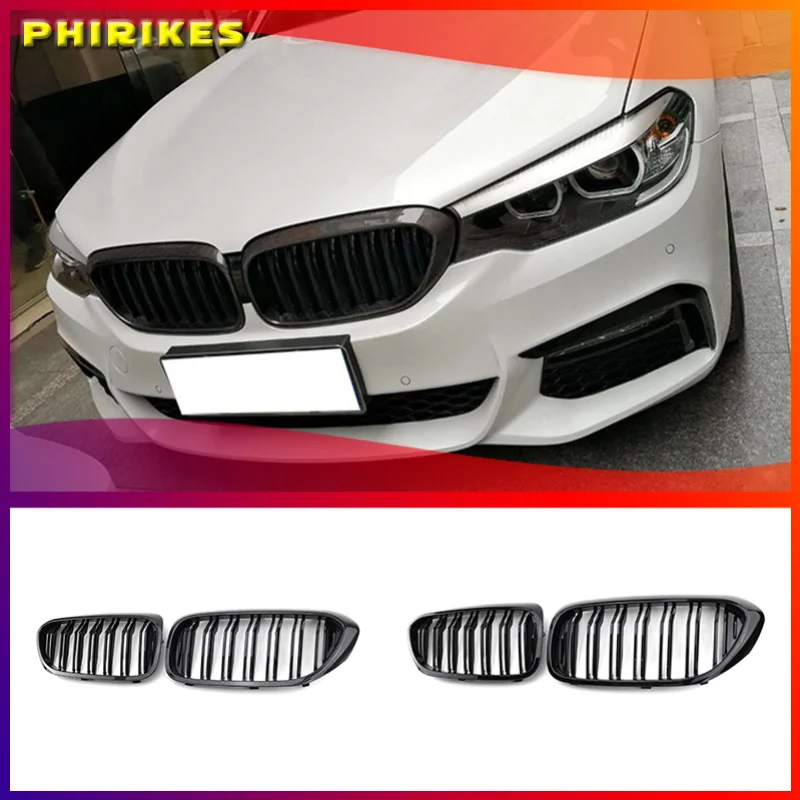 

Передний бампер для BMW 5 серии M5 G30 G31 520i 530i 540i ABS 2-slat глянцевая черная передняя решетка радиатора