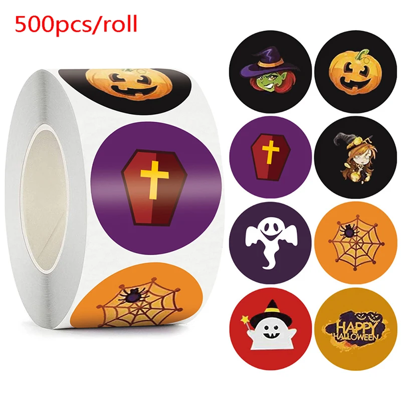

500pcs Halloween ghost round Stickers Envelope Sealing Labels Candy Bag Sticker