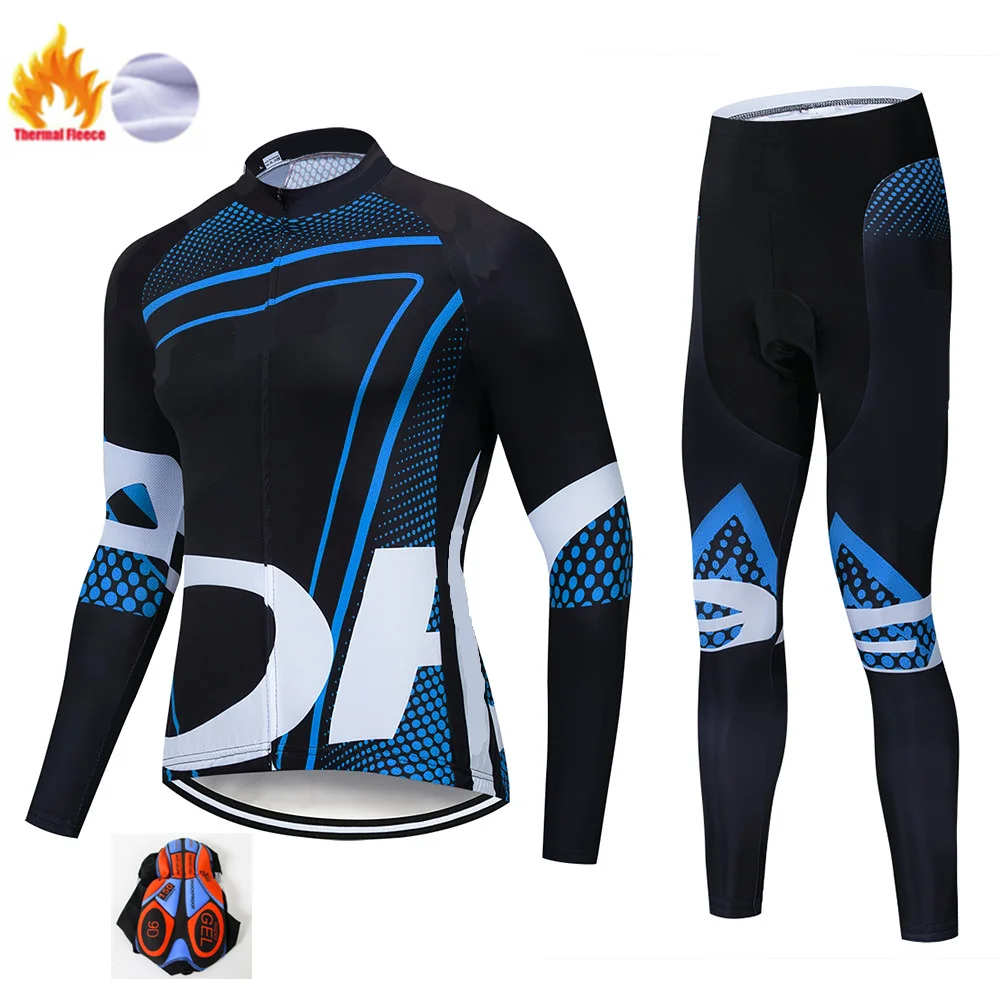 Winter suit Велосипедная одежда для мужчин зима Синий pro велосипедная майка комплект велосипедных брюк мужские Ropa Ciclismo термальная флисовая велосипедная одежда для мужчин - Цвет: Winter suit