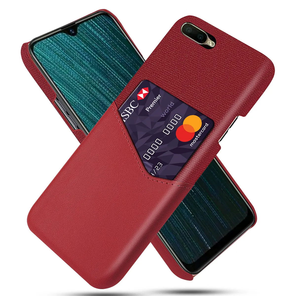 

Shockproof Case for OPPO A5S AX5S No Fingerprint Hole Version Fitted Cover Business Fabric + Luxury Leather Shell