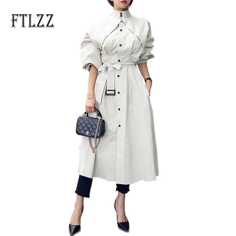 Корейский стиль длинный Тренч новинка 2019 Осень-зима приталенный трапециевидный