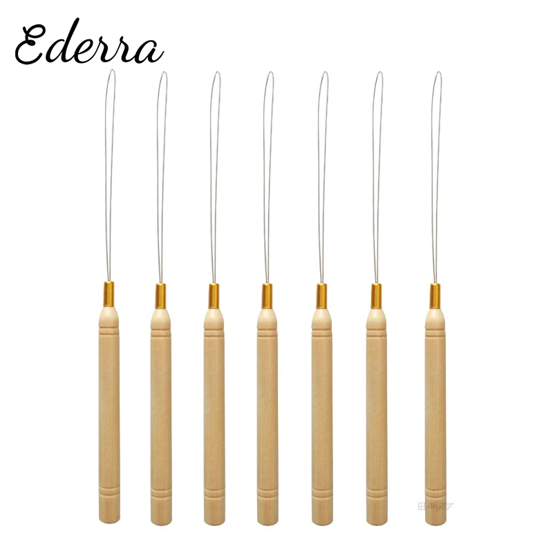 

Wooden Handle Hair Extensions Loop Needle Threader Pulling Tool Hair Crochet Weaving Latch Hook Dreadlock Crochet
