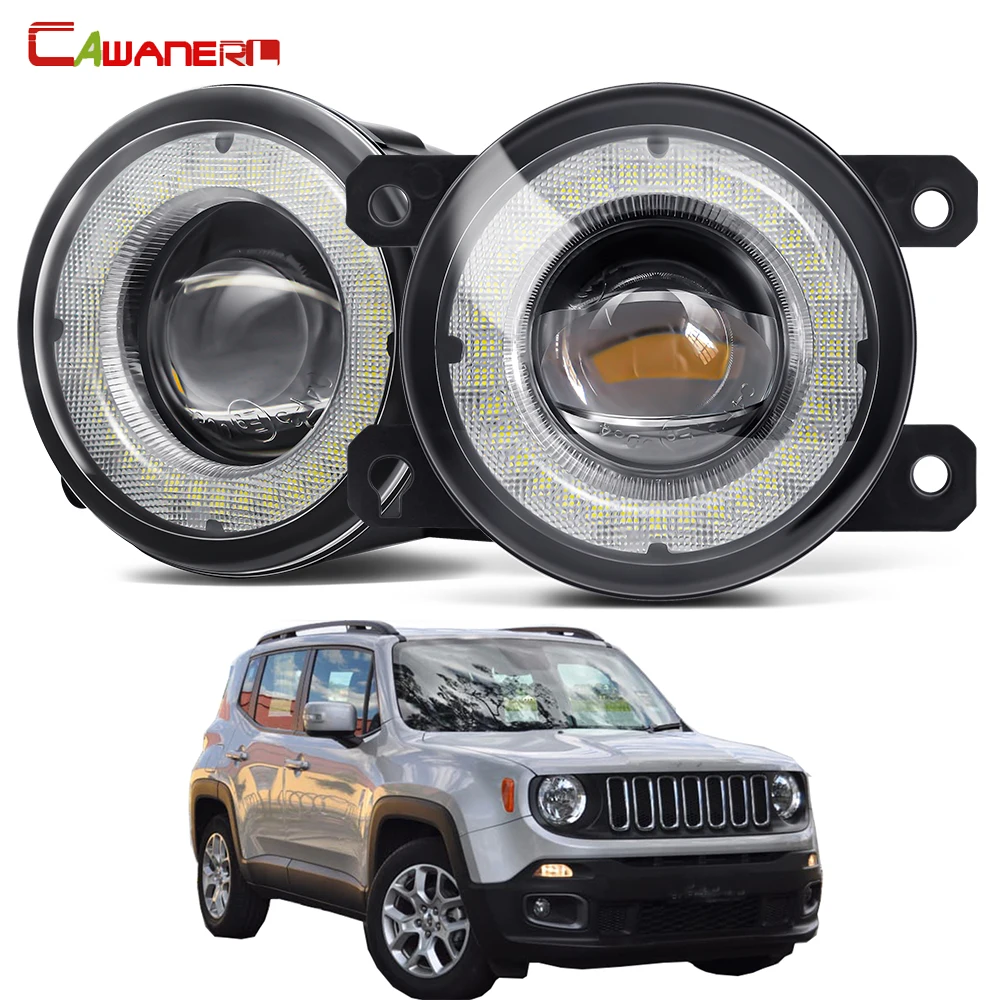 

2 X Car Front Bumper Fog Light Assembly LED Angel Eye Daytime Running Light DRL H11 12V For Jeep Renegade BU 2015 2016 2017 2018