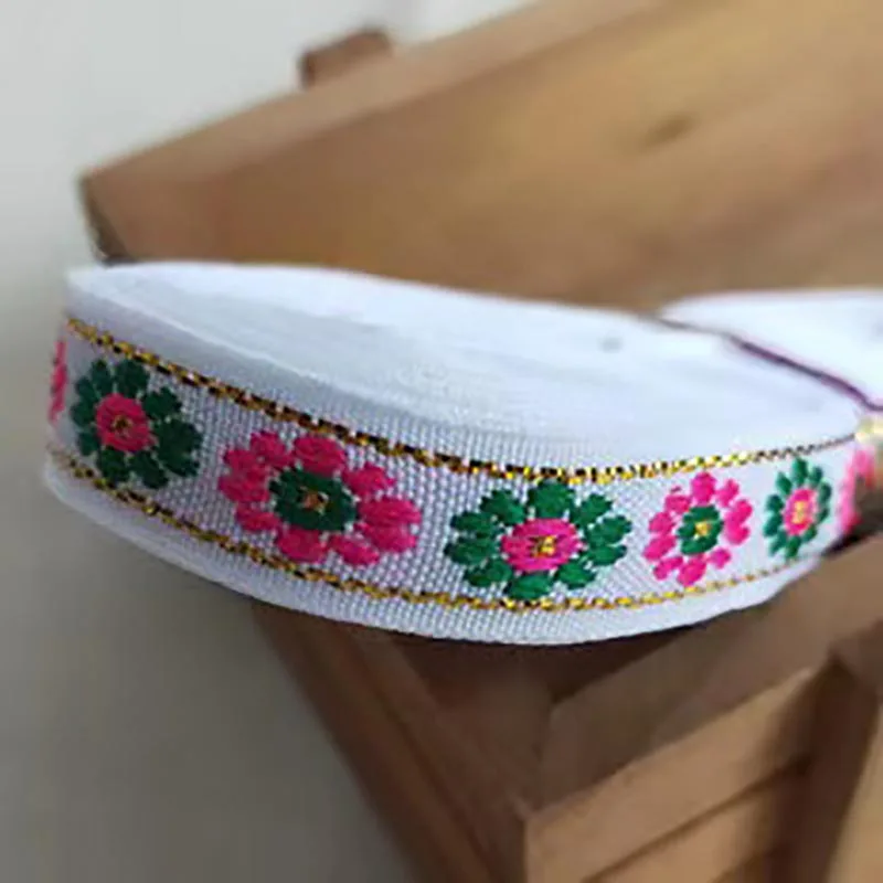 7 ярдов 12 мм винтажная Этническая вышивка кружевная лента Бохо жаккардовая