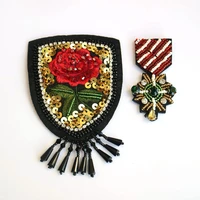 diy fashion rhinestone beaded patches for clothing rose flower parches sew on sequins applique decorative parches bordados para