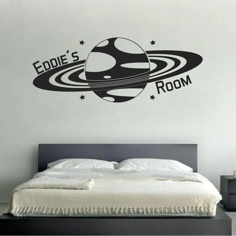 

Outer Space Planet Saturn Personalised Name Wall Stickers Vinyl Home Decor Bedroom Room Nursery Decals Removable Murals A352