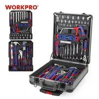 workpro 111pcs home tool trolley case tool set aluminum box set household tool kits for home repair